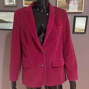 Vintage De Mira Corduroy Lined 2 Button Blazer Burgundy